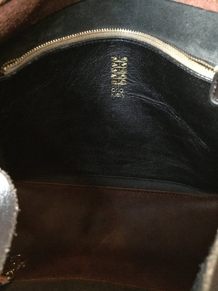 Suede leather sixties stem laser cut handbags