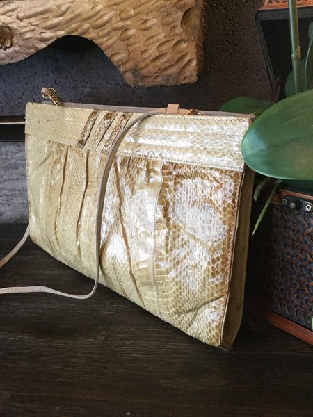 Vintage multi cream snake  skin handbag