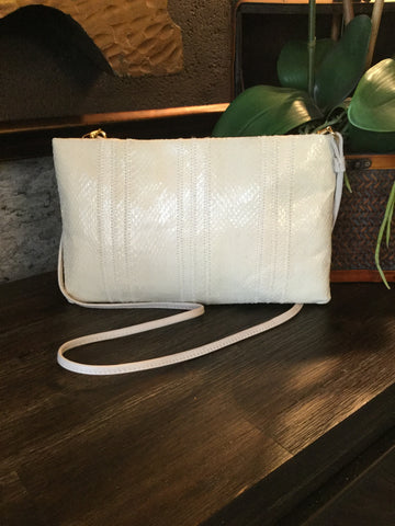 Vintage ivory snake skin envelope handbag