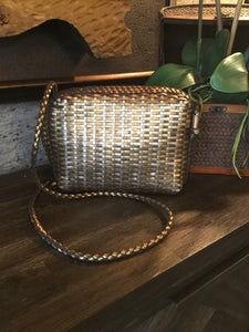 Vintag metallic woven crossbody handbag