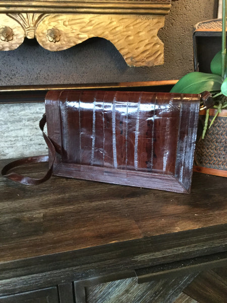 Vintage Beautiful chocolate eel skin handbag