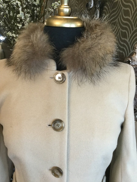Vintage brown fur collar jacket