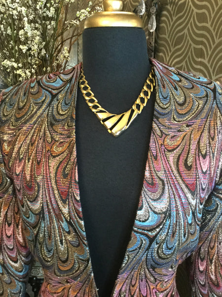Vintage metallic swirl print jacket Sz: 14