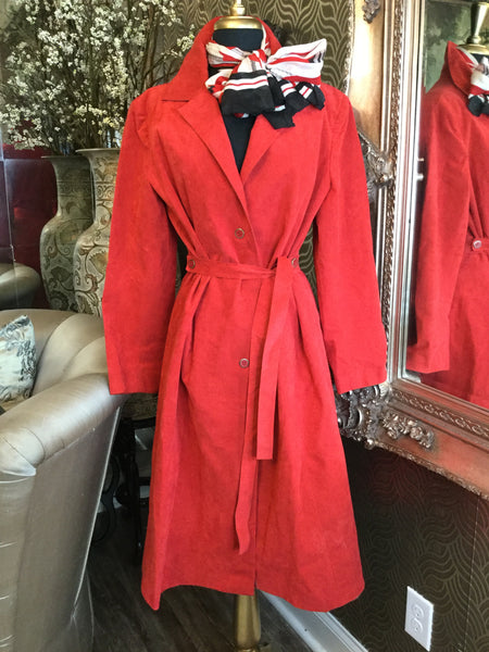 Vintage red long belt coat
