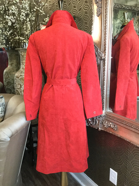 Vintage red long belt coat