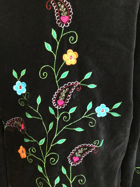 Vintage black floral embroidery jacket