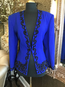 Vintage blue black beaded jacket