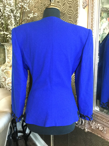 Vintage blue black beaded jacket