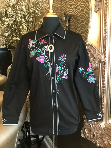 Vintage black floral embroidery jacket