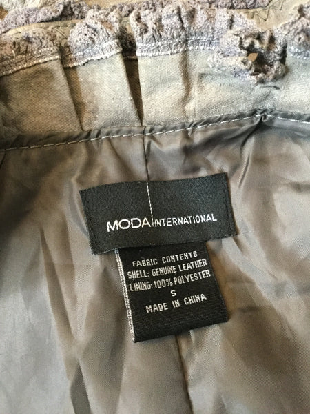 Gray ruffled leather jacket