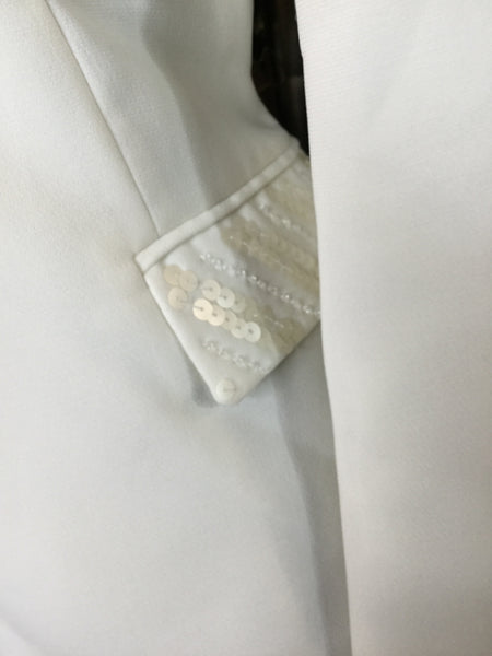 white sequin single button jacket