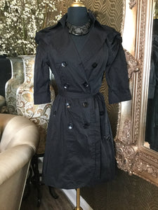 Black double breasted trench belt coat