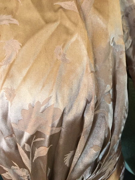 Bronze leaf print waist tie top