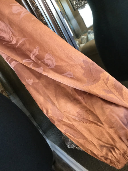 Bronze leaf print waist tie top