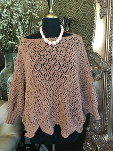 Brown loose knit oversized top