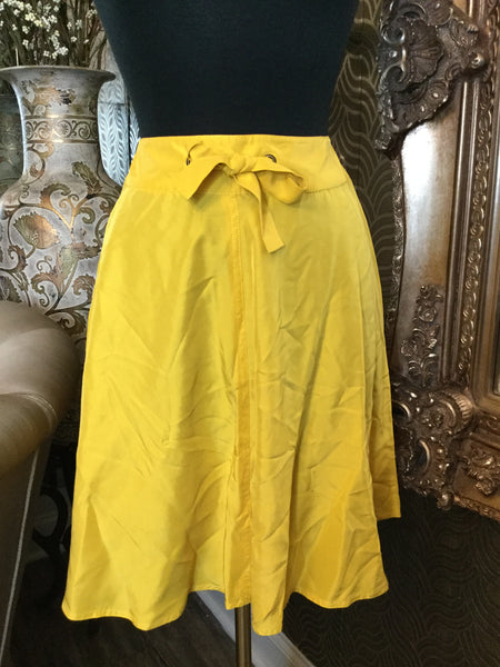 Vintage silk yellow draw pull A line skirt