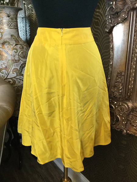 Vintage silk yellow draw pull A line skirt