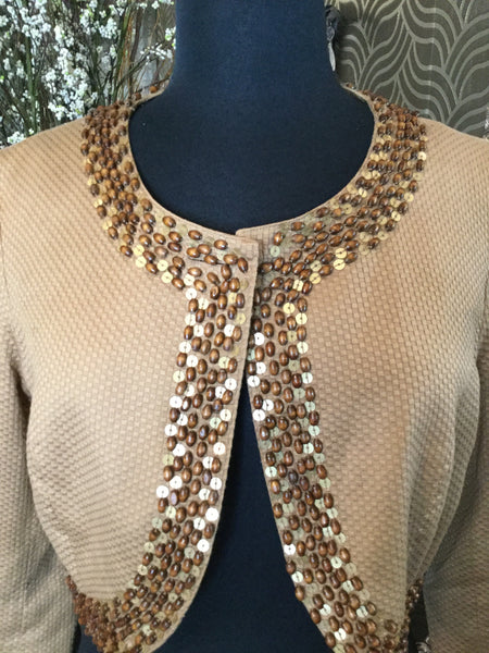 Gold brown beaded sequin jacket