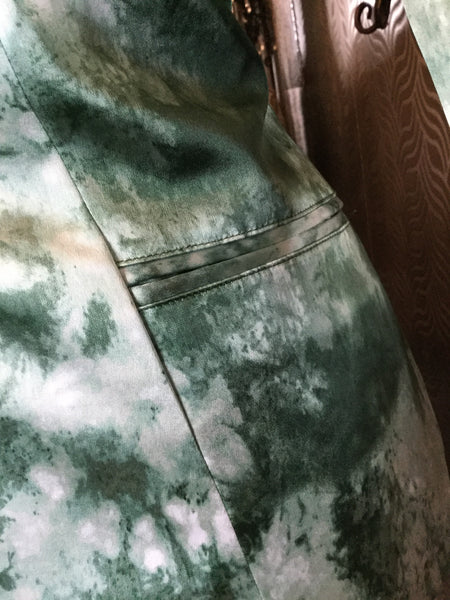 Green white distress print jacket