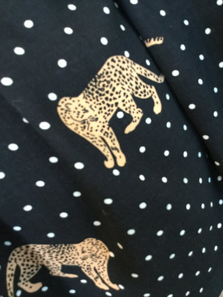 Black white dot leopard print top