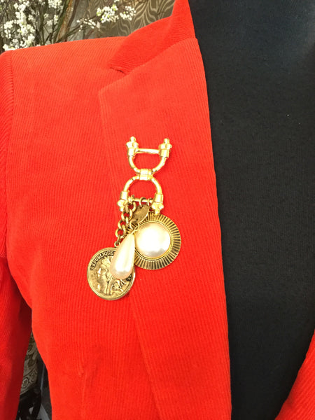 Red single button jacket