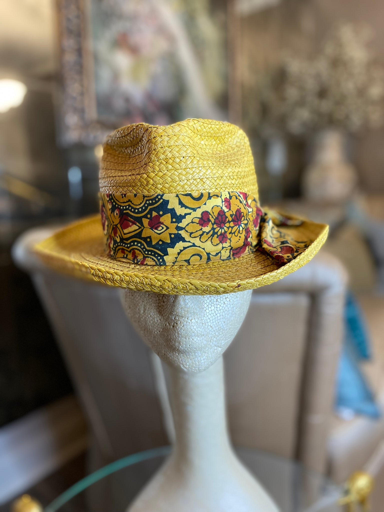 Vintage tan fabric fedora hat