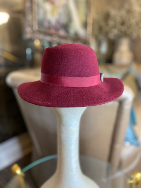 Vintage wool wine fedora hat