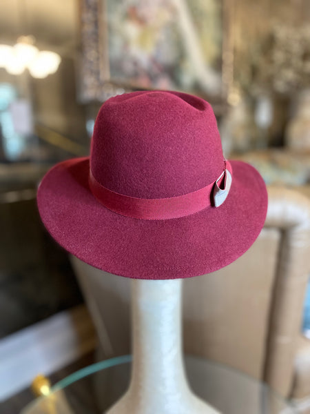 Vintage wool wine fedora hat