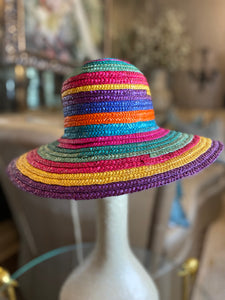 Vintage Mutli colorful strip straw hat