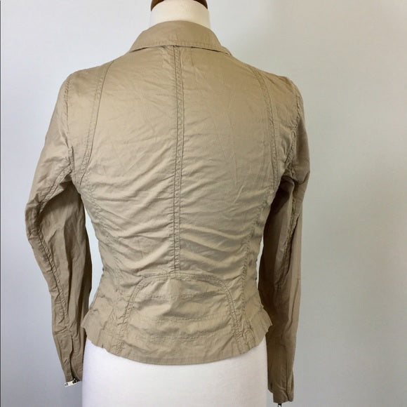 Beige Zip Down Jacket Size 2 (B-63)