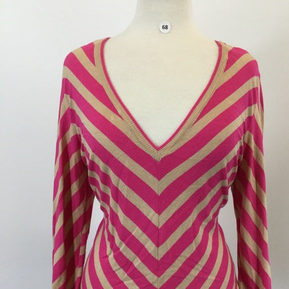 Pink V Neck Sweater Size L (B-68)