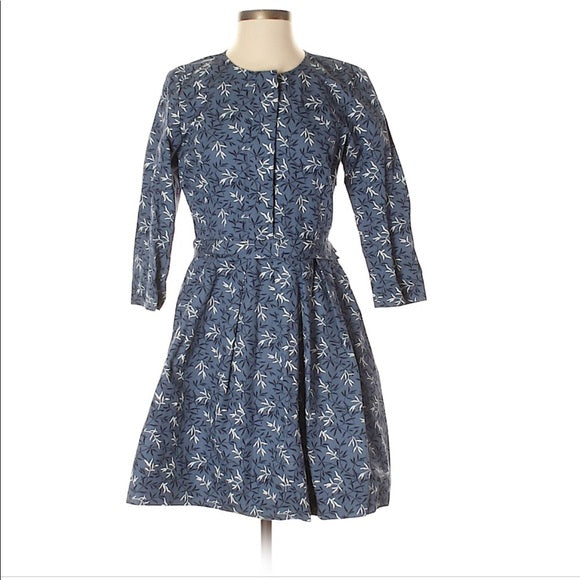 Blue floral cotton dress (B-101)