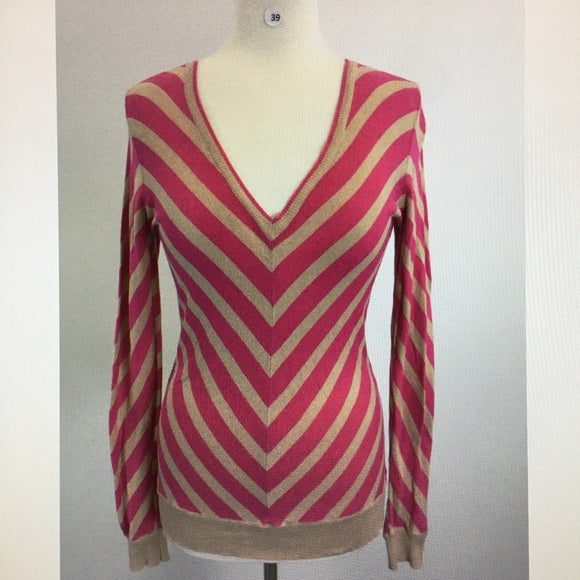 Pink V Neck Sweater Size L (B-68)