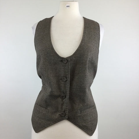 Brown Pleated Four Button Vest Size 16 102