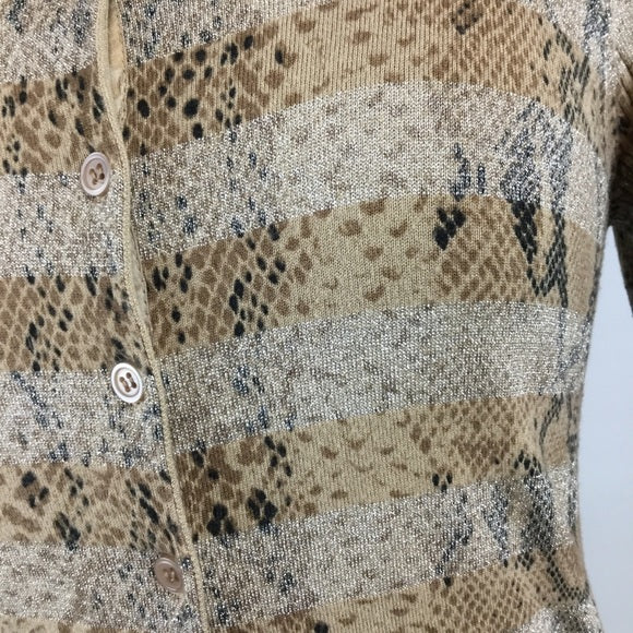 Multi Brown Stripe Button Cardigan Size M