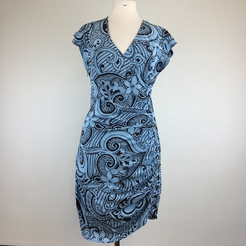 Multi Blue/Black V Neck Dress Size 6