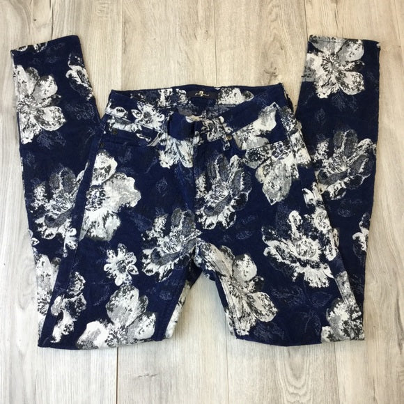 Multi Floral Blue Pants Size 24