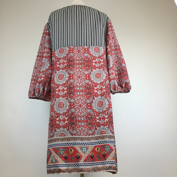 Multi Red/White Long Sleeve Dress Size 22