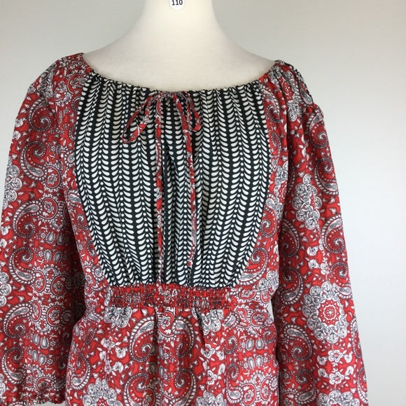 Multi Red/White Long Sleeve Dress Size 22