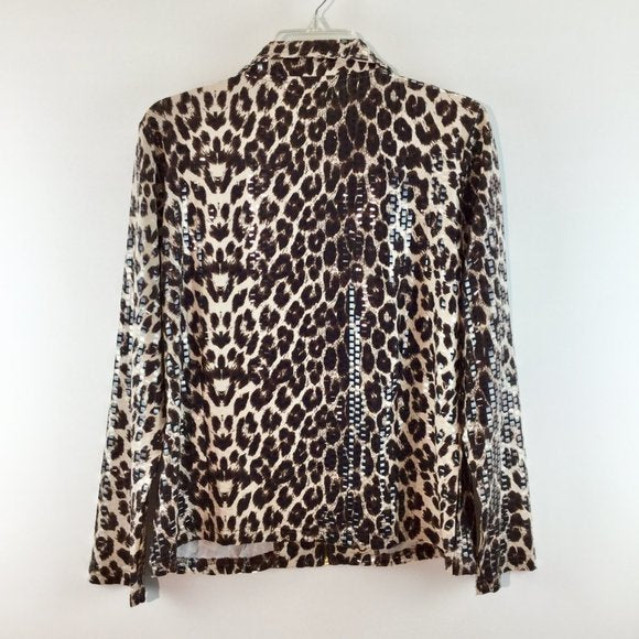 Animal print zipper long sleeves jacket
