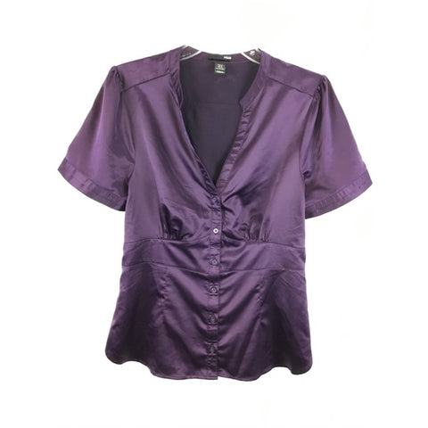 Satin gathered back button down top Size 14