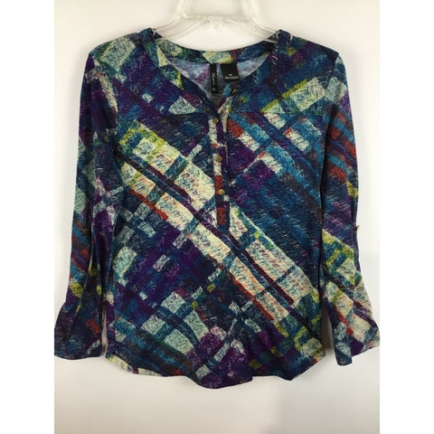 Print buttons long sleeves top