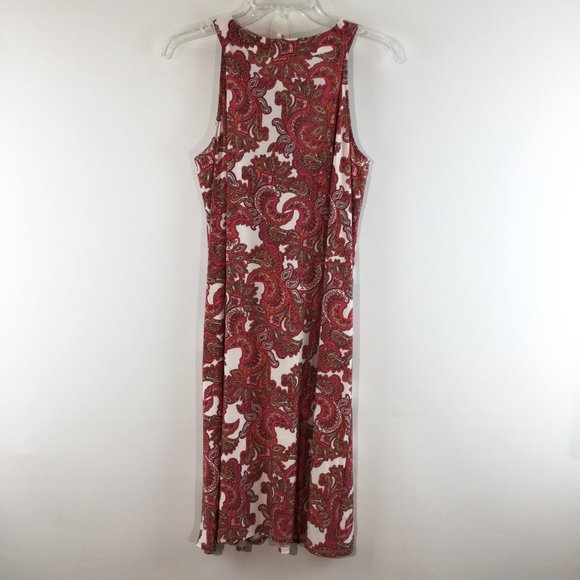 Paisley print sleeveless w/tassels dress