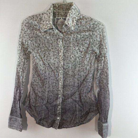 Print button down long sleeves top Size XS