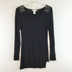 Patch leather shoulders top Size S