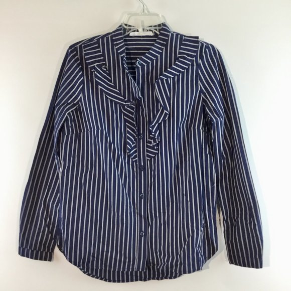 NWOT ruffle front striped top Size S