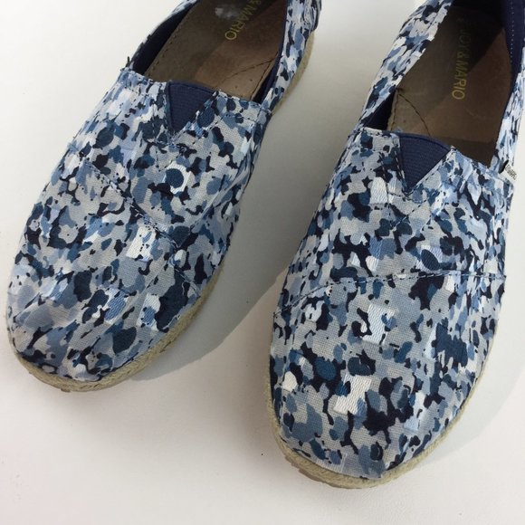 Print canvas slip-on espadrille shoes