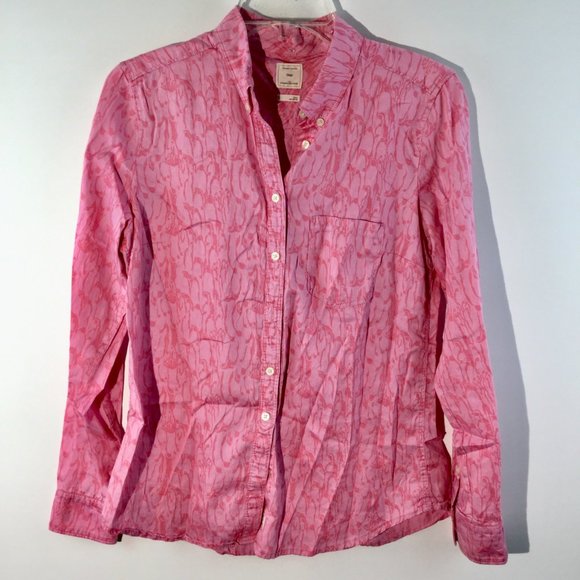 Printed button down long sleeves top Size S