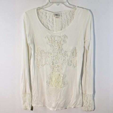 Lace rhinestones long sleeves top Size S