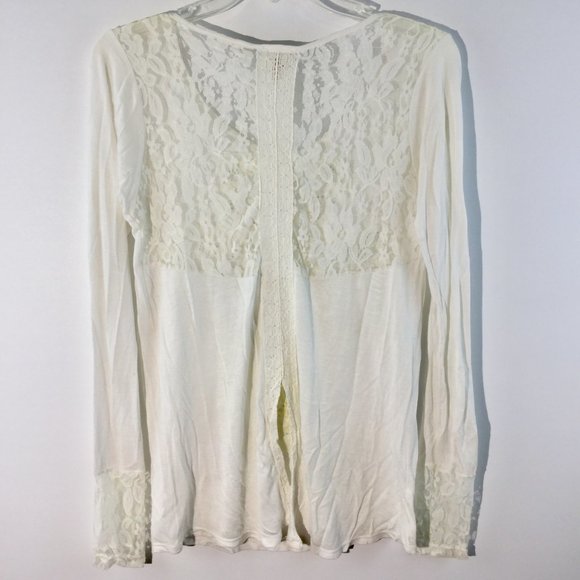 Lace rhinestones long sleeves top Size S